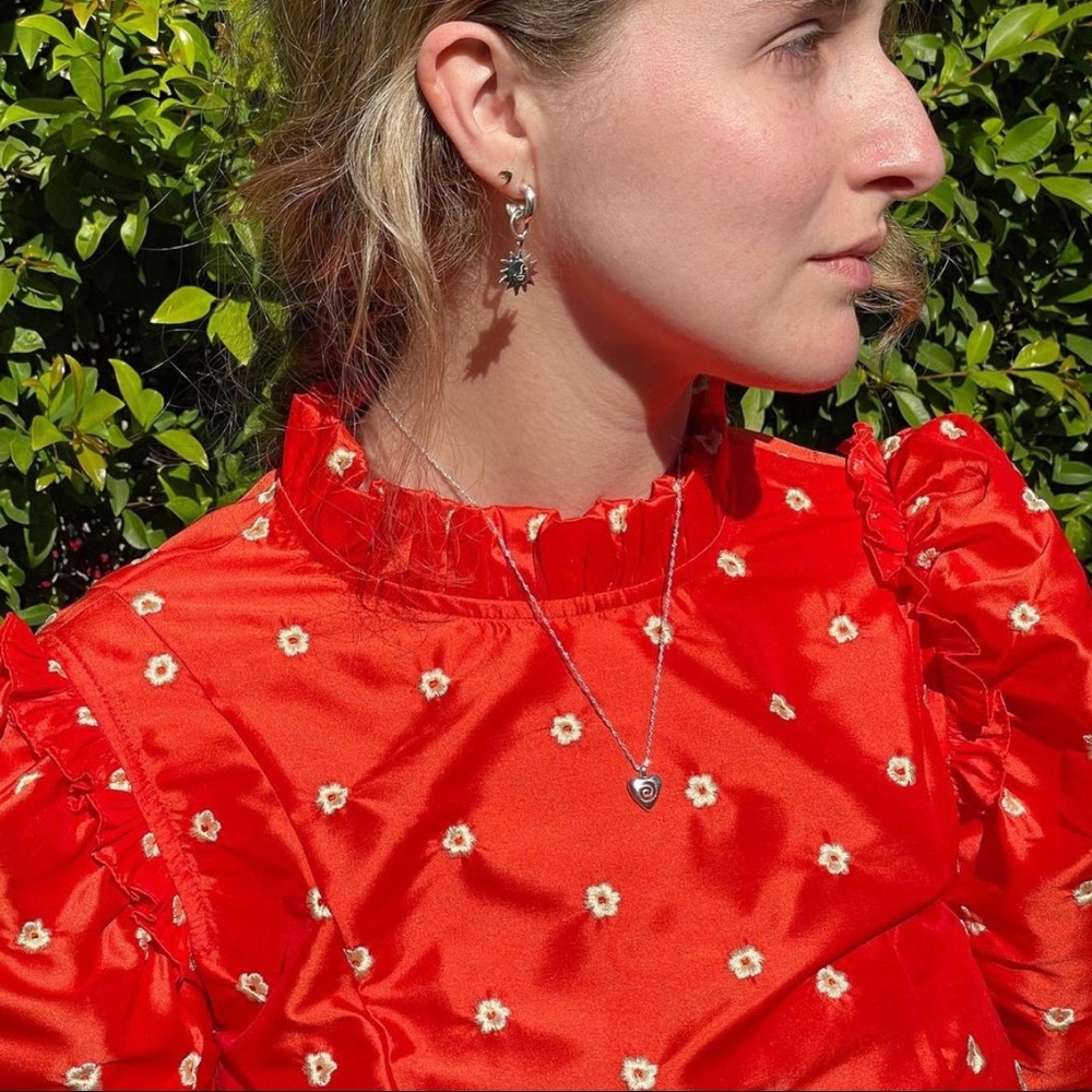 Batsheva Red White Floral Blouse